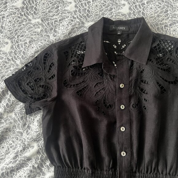 Intermix Black Lace Detail Short Romper Size 4 - Picture 4 of 9